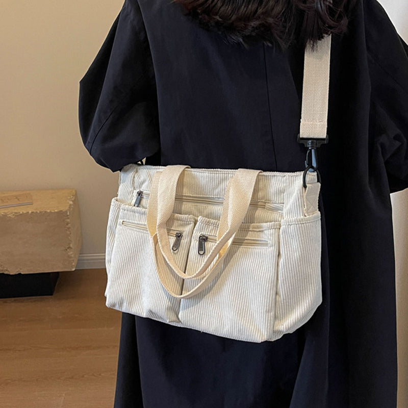 Ensfarget kordfløyels totebag | Luvikno