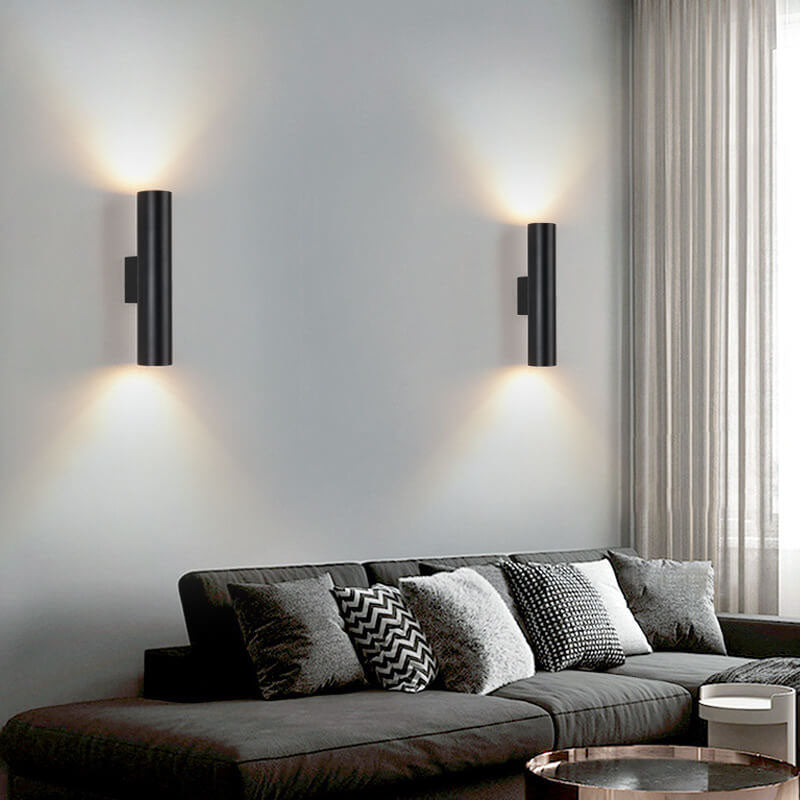 Luvikno | Enkel Aluminium Sylinderformet 2-Lykt Vegglampe