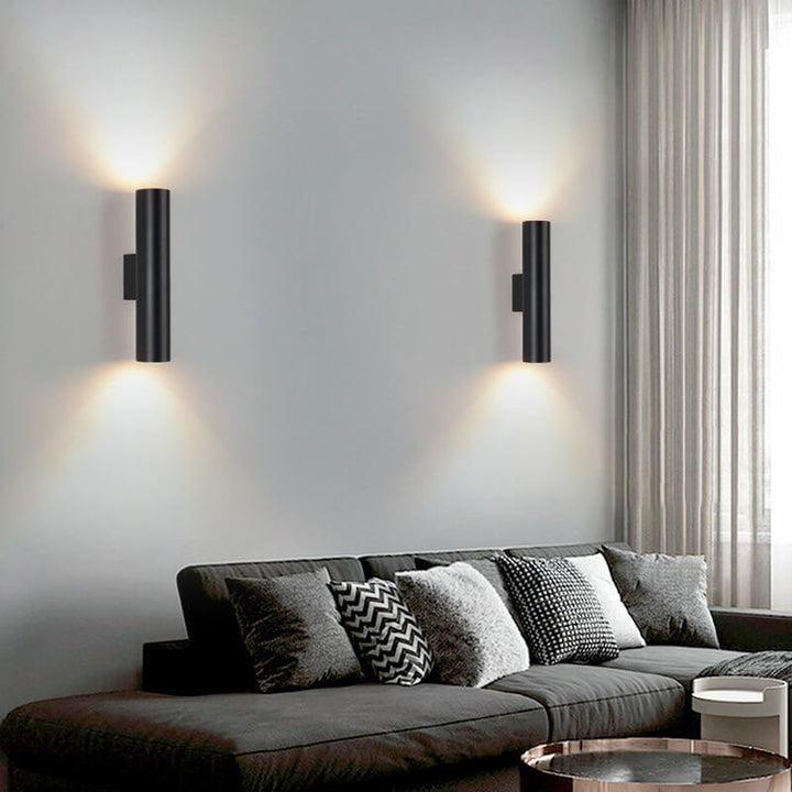 Luvikno | Enkel Aluminium Sylinderformet 2-Lykt Vegglampe