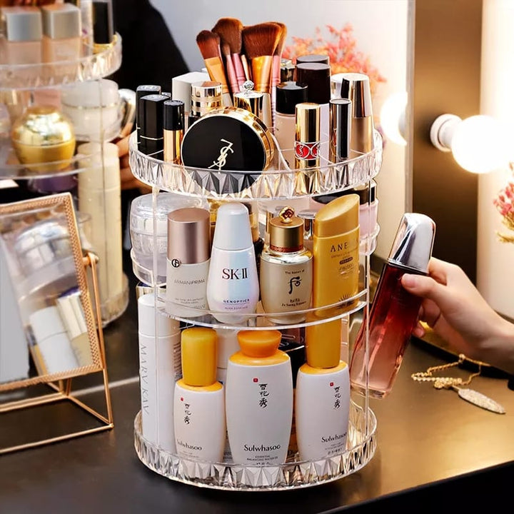 Diamond Pattern Rotation Cosmetic Box Luvikno