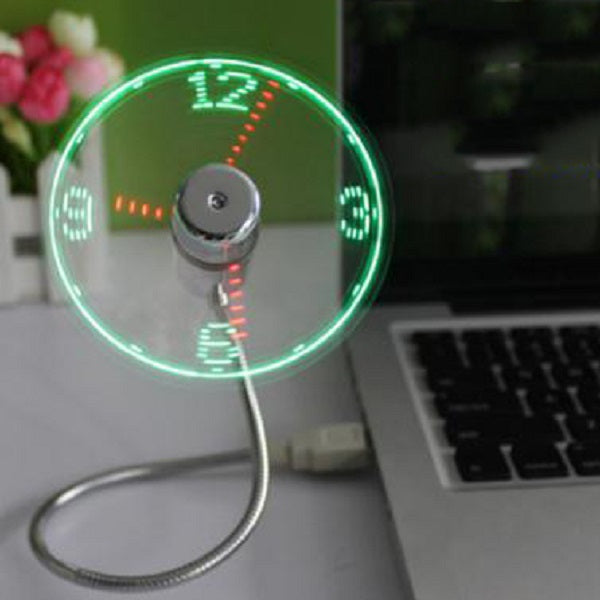 Fleksibel & Tilpassbar LED USB Myk Vifte med et Skjult Klokkeansikt | Luvikno