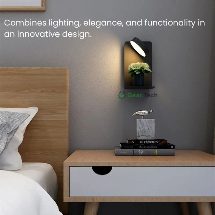 Luvikno | LED Vegglampe med Hylle | Myk Glød, Moderne Design & Ideell for å Skape en Festlig Atmosfære i Soverommet