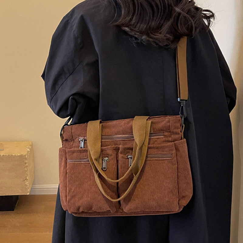 Ensfarget kordfløyels totebag | Luvikno