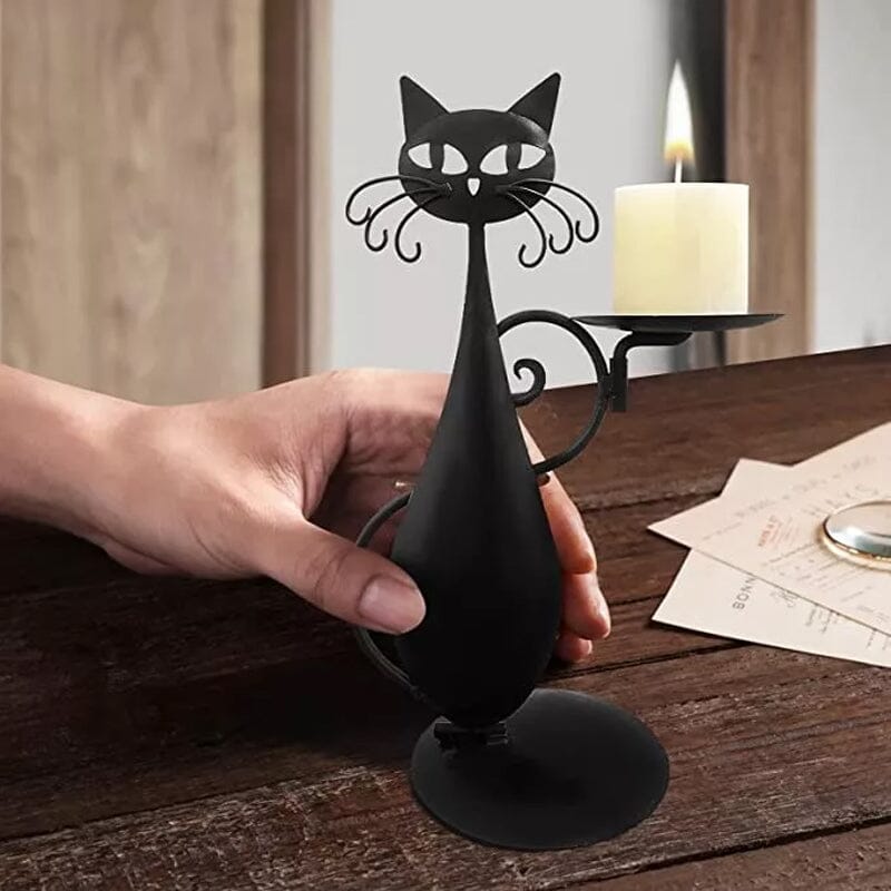 Luvikno | Svart katt lysholder