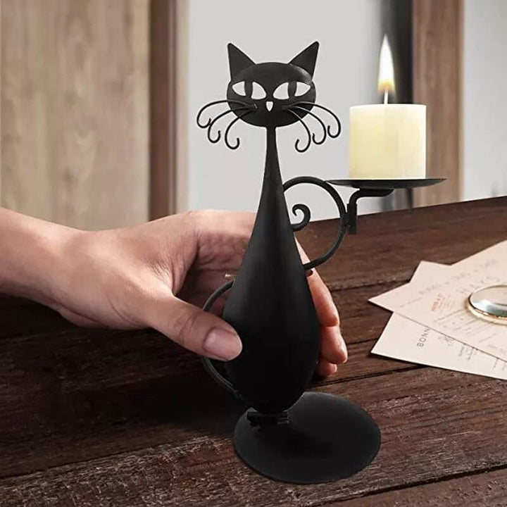 Luvikno | Svart katt lysholder