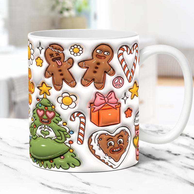 3D Jul Gingerbreadmann Keramisk Kaffe Kopp | Luvikno