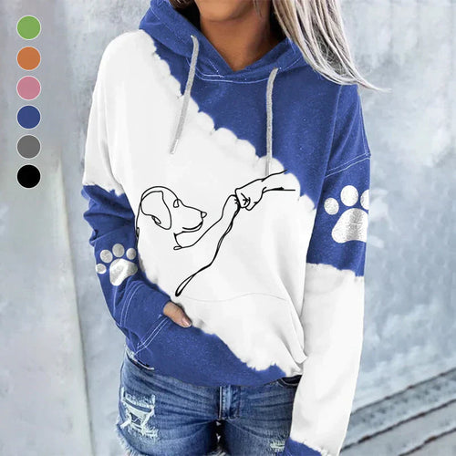 Luvik | Trendy uformell hettegenser med hundetrykk
