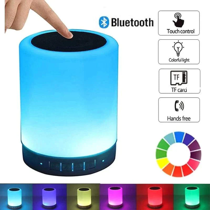 Fargerik LED Nattlampe Bluetooth Touchpanel Trådløs Høyttaler Luvikno