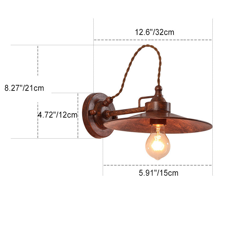 Moderne industriell vanntett metallplate bolle 1-lys vegglampe for utendørs patio | Luvikno