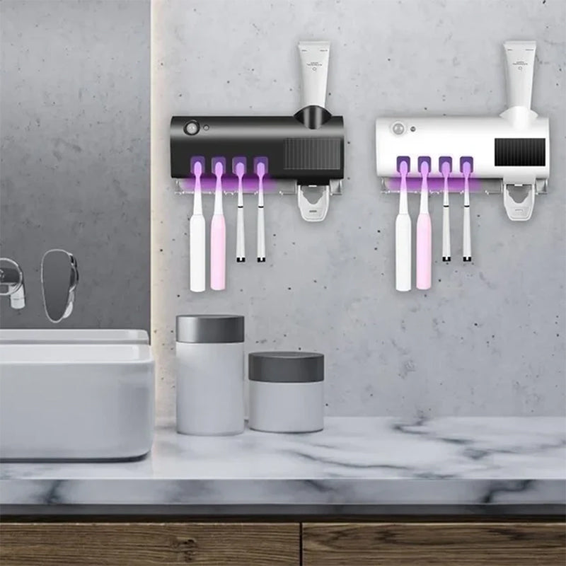 Smart UV Light Sterilizer Tandbørsteholder, Veggmontert Tannkremdispenser | Luvikno
