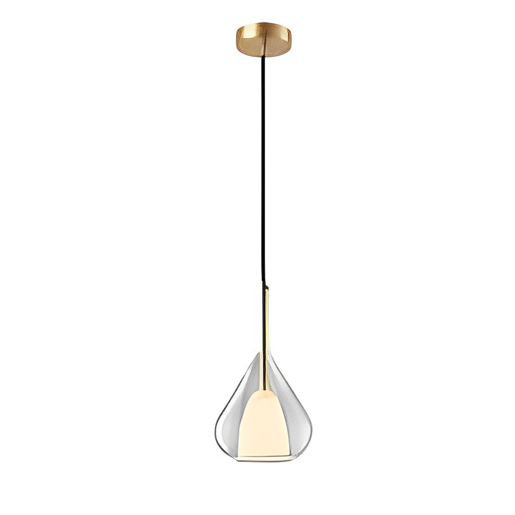 Industriell pendellampe med dobbelt glass og regndropedesign - Liten hengelampe for spisestue og kjøkken, moderne minimalistisk design | Luvikno