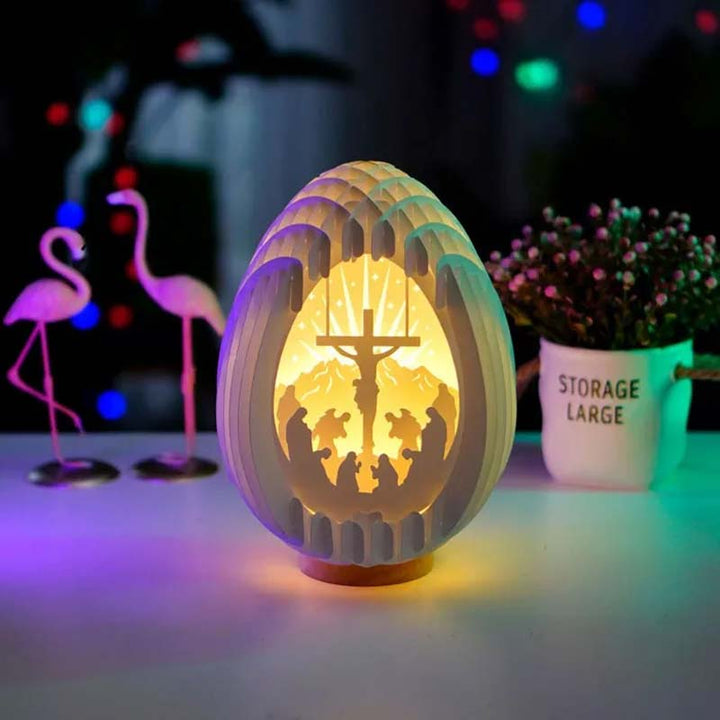 Påske 3D Papp Skrivebord Lampe med Lysende Base | Luvikno