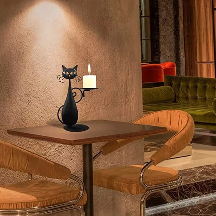 Luvikno | Svart katt lysholder