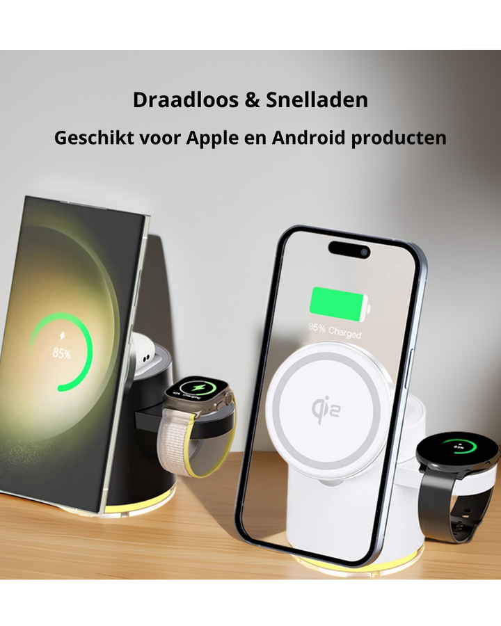 Luvikno | LuxDock Elite Ladingstasjon | Luksus alt-i-ett-løsning for Apple- og Android-enheter