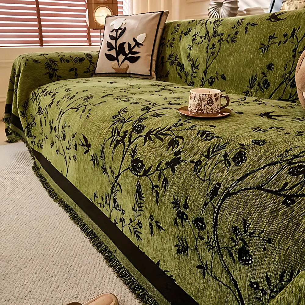 Floral Chenille Sofa Throw | Luvikno