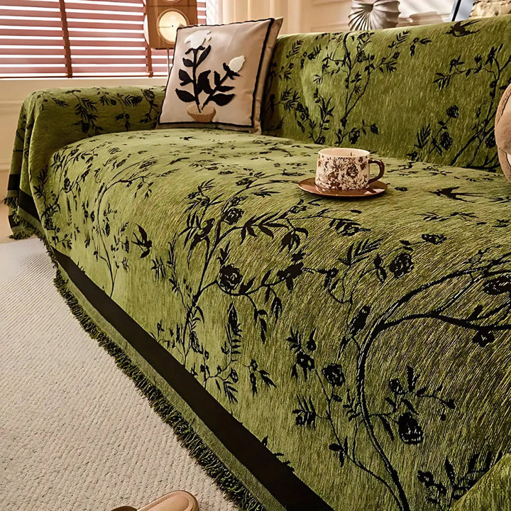 Floral Chenille Sofa Throw | Luvikno