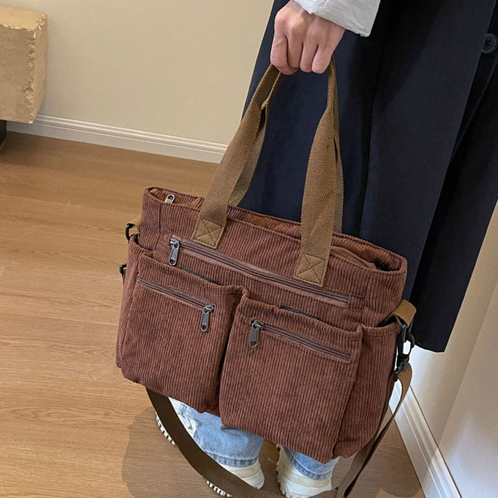 Ensfarget kordfløyels totebag | Luvikno
