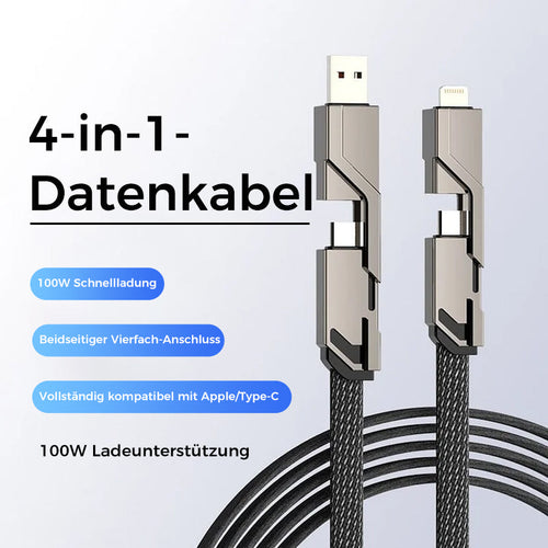 Luvikno | 4-i-1 flettet anti-floke ladekabel