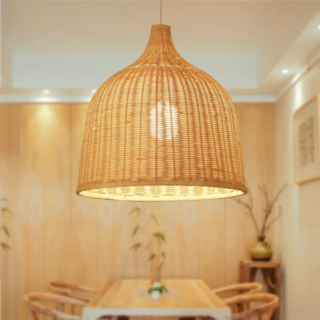 RusticGlow - Vevd Rattan Pendellampe Luvikno