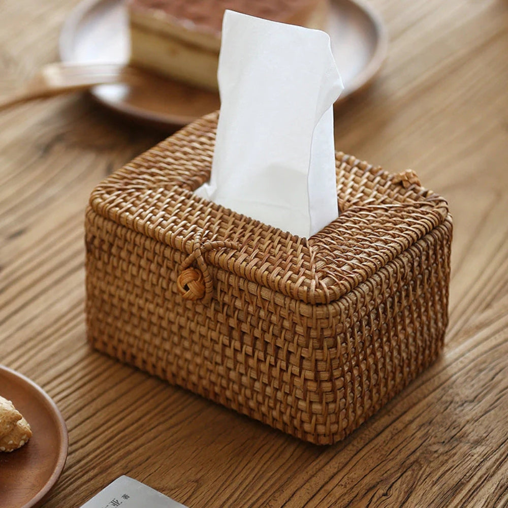 Woven Rattan Tissue Holder | Luvikno