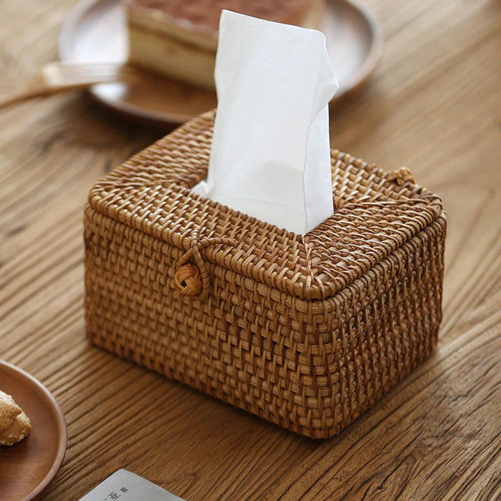 Woven Rattan Tissue Holder | Luvikno