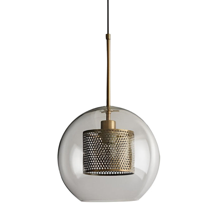 Vintage industriell pendellampe med rund glass og gull – LED pendellampe for spisestue og stue | Luvikno