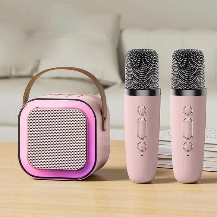 Mini karaoke maskin med trådløse mikrofoner | Luvikno