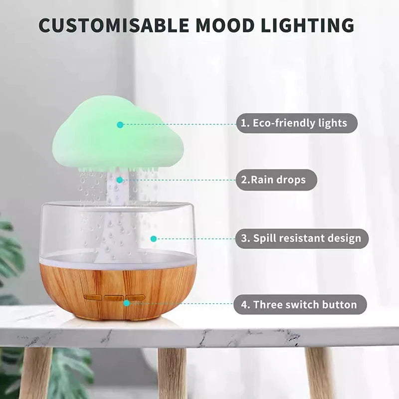 Regnsky Cloud Sopp Luftfukter Nattlampe | Luvikno
