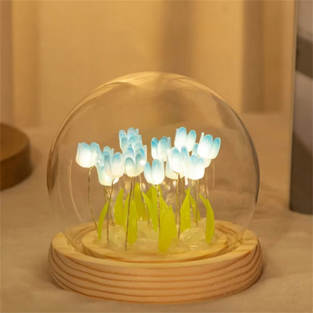 Håndlaget kunstig tulipan LED nattlampe bordlampe for soverom og gaveinnredning Luvikno