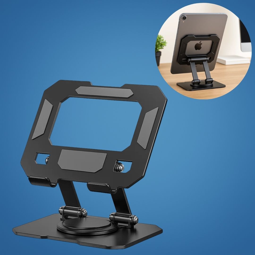 DeskEase | Justerbar Nettbrettstativ – Ergonomisk Komfort – Sammenleggbar Anti‑skli Design – Ideell for Arbeid, Studier, Reiser & Videokonferanser Luvikno