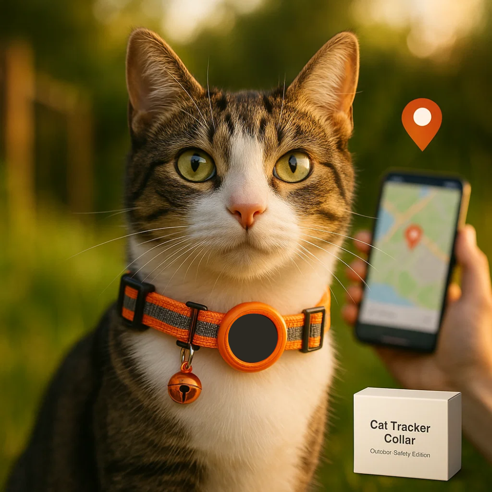 Luvikno | Kat GPS Sporingshalsbånd | Hurtigutløserlås, Reflekterende Design & Holdbar for Utendørs Sikkerhetseventyr