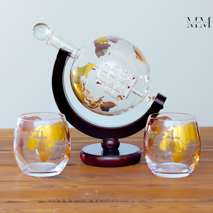 Luvikno | AtlasWhisk | Whiskey Globe Set Premium Drikkeglass for Entusiaster