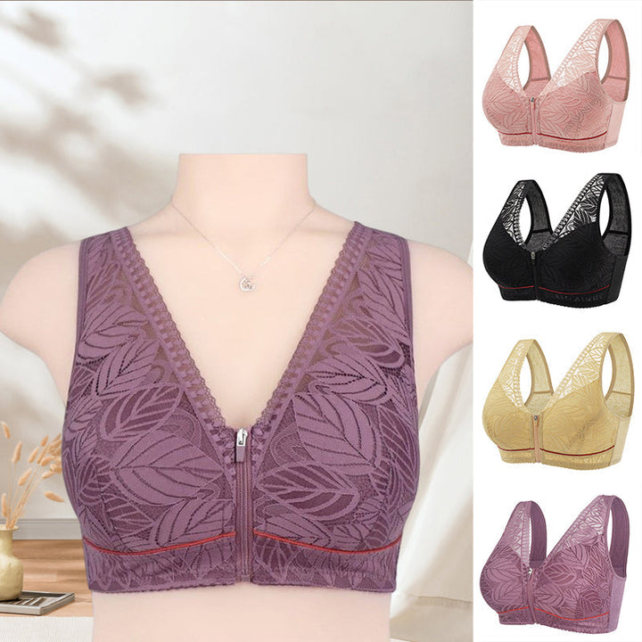 Luvikno | Ensfarge Lacy Lingerie med Frontglidelås