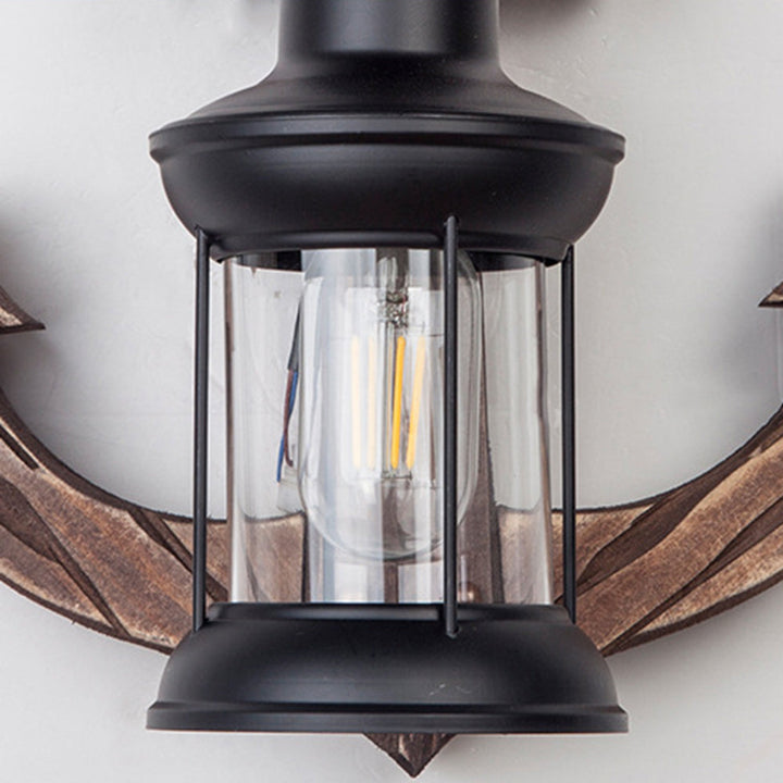 Rustikk tremarina vegglampe med lantern Luvikno