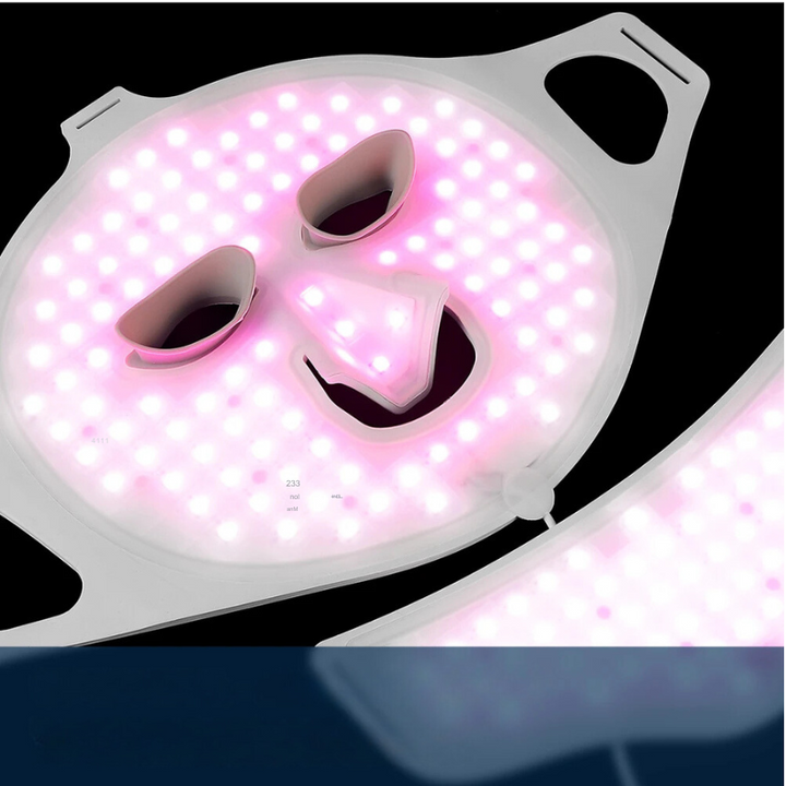 Luvikno | LED Lysbehandling Maske Luminex 7 | 7 Farger Lys for Ansikt & Nakke | 168 LEDer | Hudfornyelse med Silikon Komfort