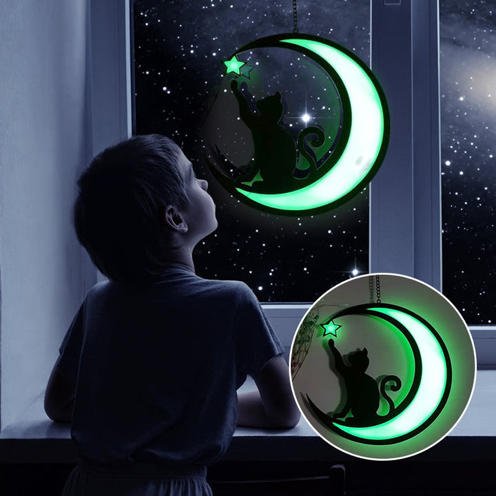 Luvikno | Moon Cat Dekorasjon Anheng laget av Akryl