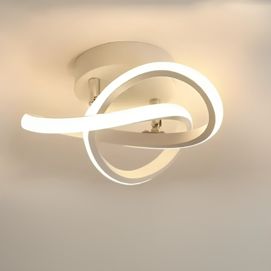 Moderne LED Taklampe 18W | Kreativ Design med 2 Ringer | Energivennlig Belysning for Stue & Kontor 24 cm | Luvikno