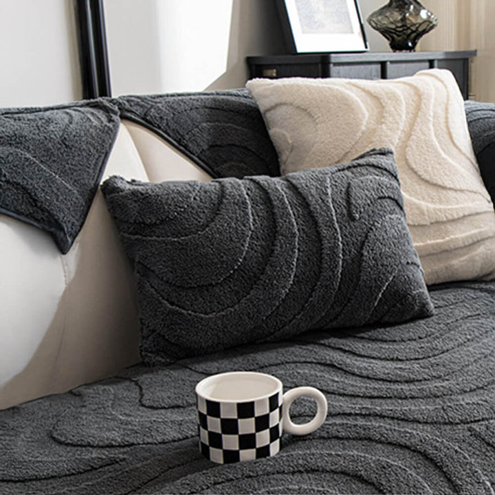 Varm Plush Bøyd Jacquard Rutsjefri Sofa Beskyttelsestrekk | Luvikno