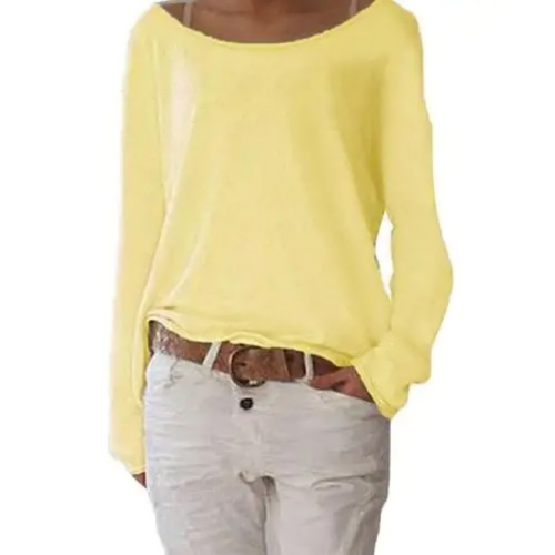 Luvik | yellow sweater with O-neck, simple and narrow