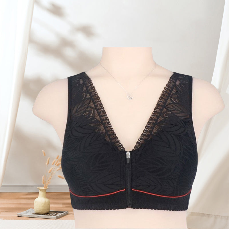 Luvikno | Ensfarge Lacy Lingerie med Frontglidelås