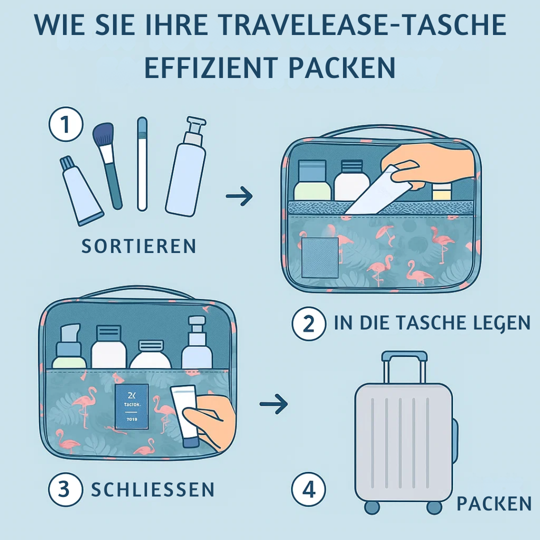 TravelEase – Vanntett kosmetikkveske med krok og rom | Reisetoalettveske | Luvikno