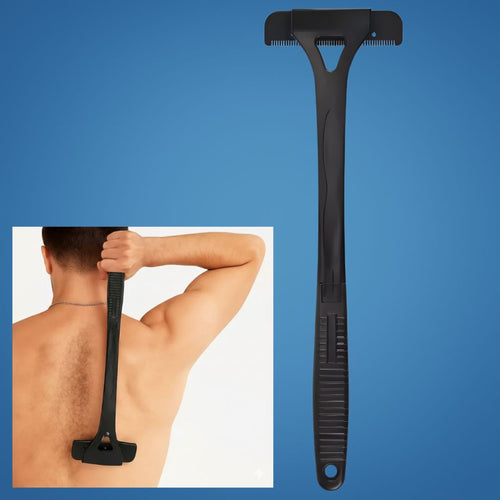 Ekstra-lang håndtak rekkevidde – Skarpe rustfrie blader – Jevn smertefri barbering – Uanstrengt DIY grooming for menn Luvikno