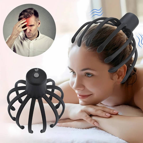 CalmFlow Smart Electric Octopus Hode Massager | Hodebunnsmassasje - Stresslettelse - Forbedret Søvn - Multi-retning Vibrasjons Hode Massager Luvikno