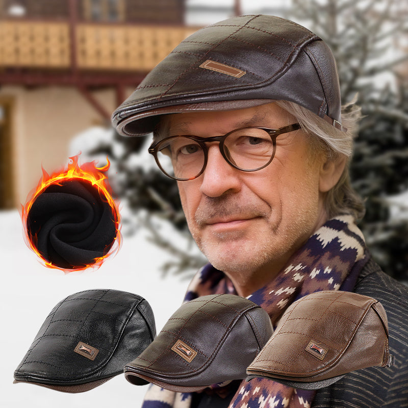 Luvikno | ElderLux Plush Leather Beret | Cozy elegance for a warm winter experience