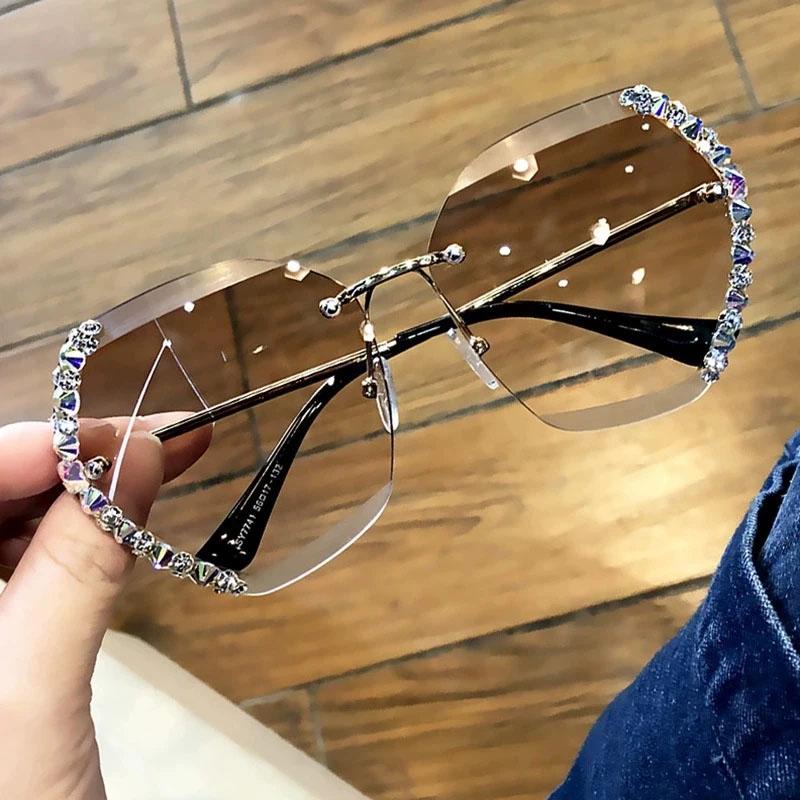 Rimless solbriller med krystall | Luvikno