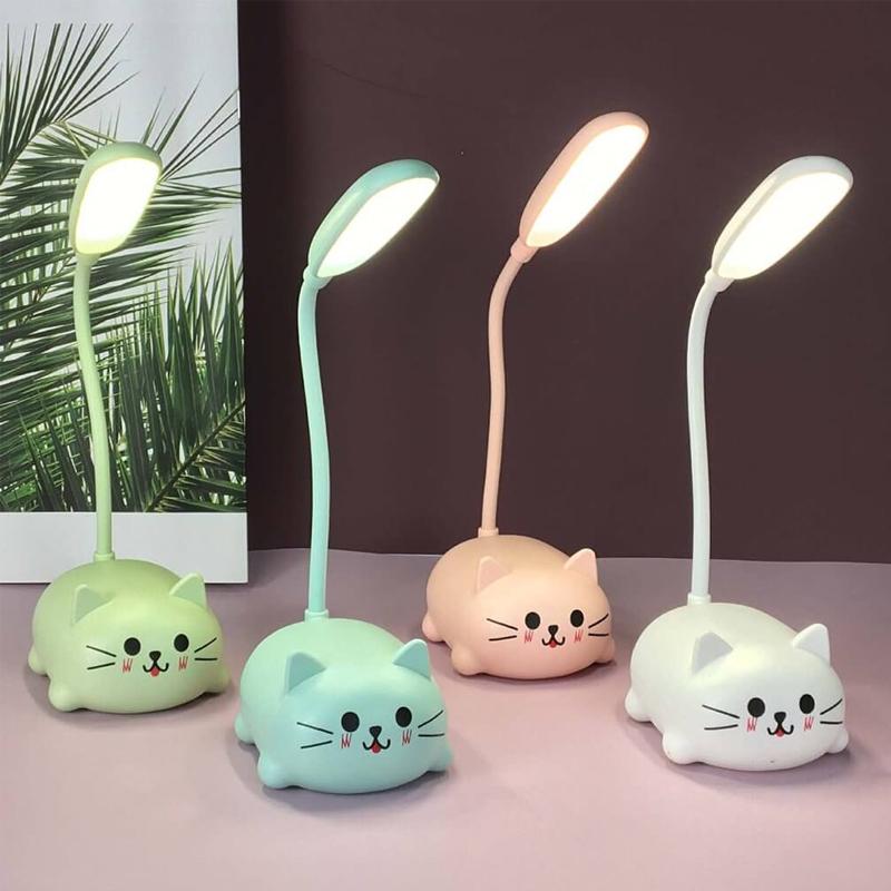 Mini Cartoon Cat LED Øyevern Lese Lampe USB Oppladbar Skrivepult Lampe | Luvikno