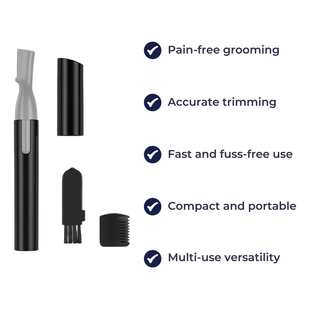 Painless Precision – Rustfritt Stål Mini Ansikts Barbermaskin – For Følsom Hud & På-farten Pleie Luvikno