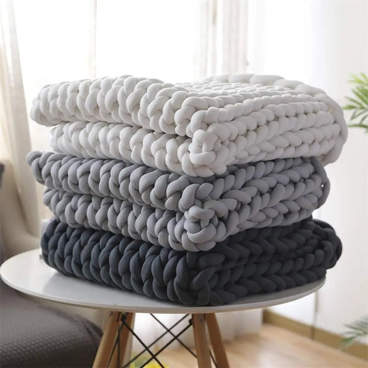 Chunky Knit Throw Håndlaget Vektet Teppe - SUPER KOSY & BEROLIGENDE TEPPE Luvikno