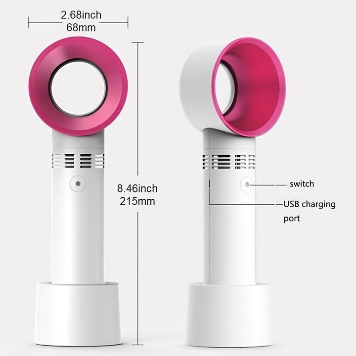 1pc USB Oppladbar Bladeless Håndholdt Vifte - Bærbar Mini Skrivebordsvifte med 3 Hastigheter for Reise, Camping, Kontor og Rombruk | Luvikno