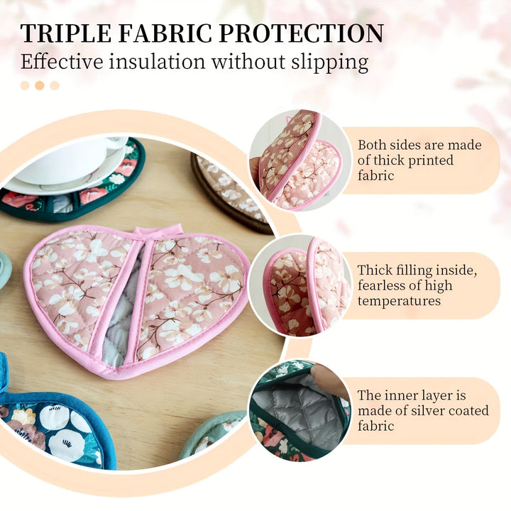Luvikno | KeukenHart Varmeresistente Gryteklutsett – Dekorative Hjerteformede Grip Pads